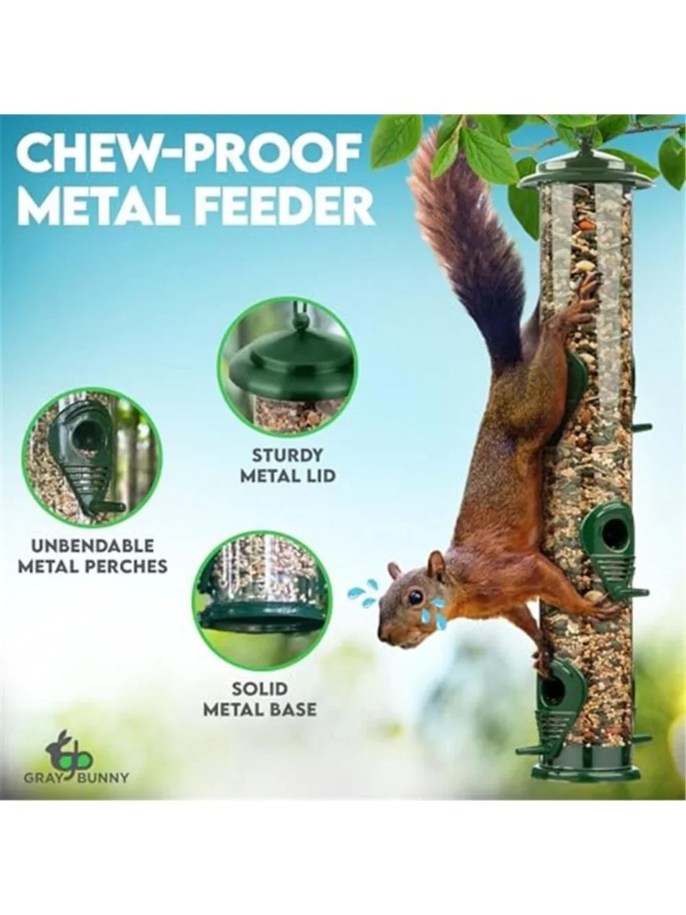 Bird Feeders for Outdoors (Green) Squirrel Proof Hanging Bird Feeder with Hanger